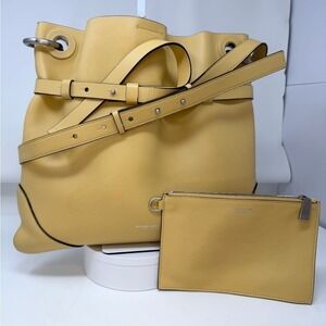 Michael Kors Collection Yellow Leather Belted Shoulder Bag with Separate Pouch